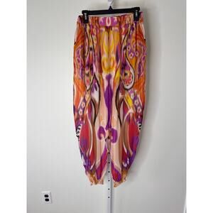ETRO Silk Abstract Multicolor Print Drawstring Overlay Pants size IT 44